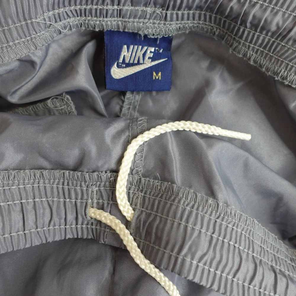 Vintage 80s Nike Windbreaker Track Pants Mens M Gray Nylon Ankle Zip Blue Tag